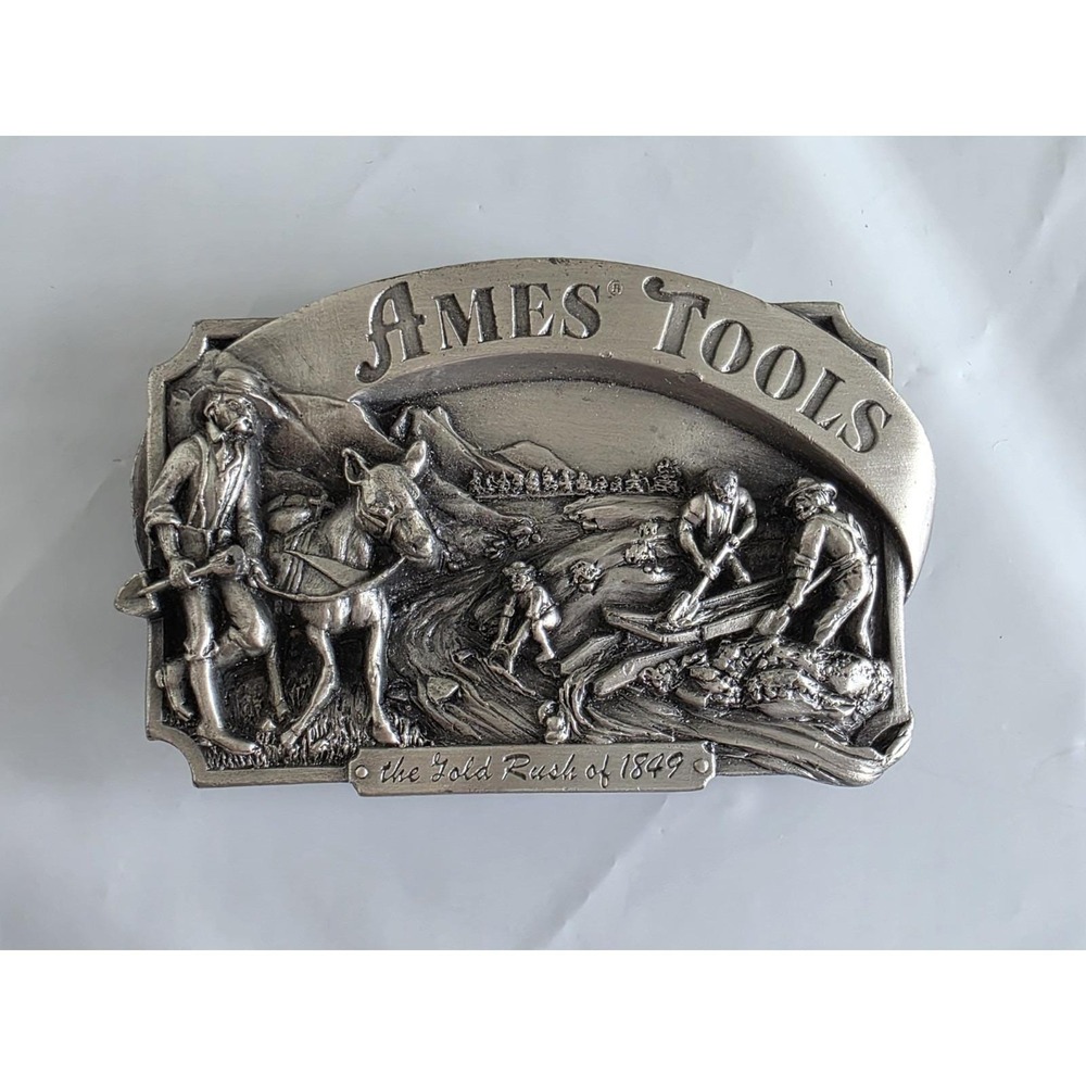 Vtg 1985 AMES TOOLS Gold Rush 1849 Belt Buckle Limited Edition #2524 Siskiyou
